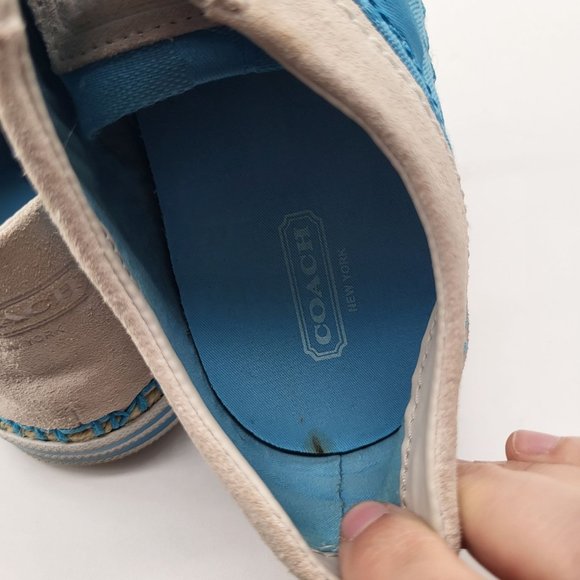 COACH Womens SZ 8 Parson Suede Lace Up Shoes Signature C Blue Cream - Picture 7 of 13